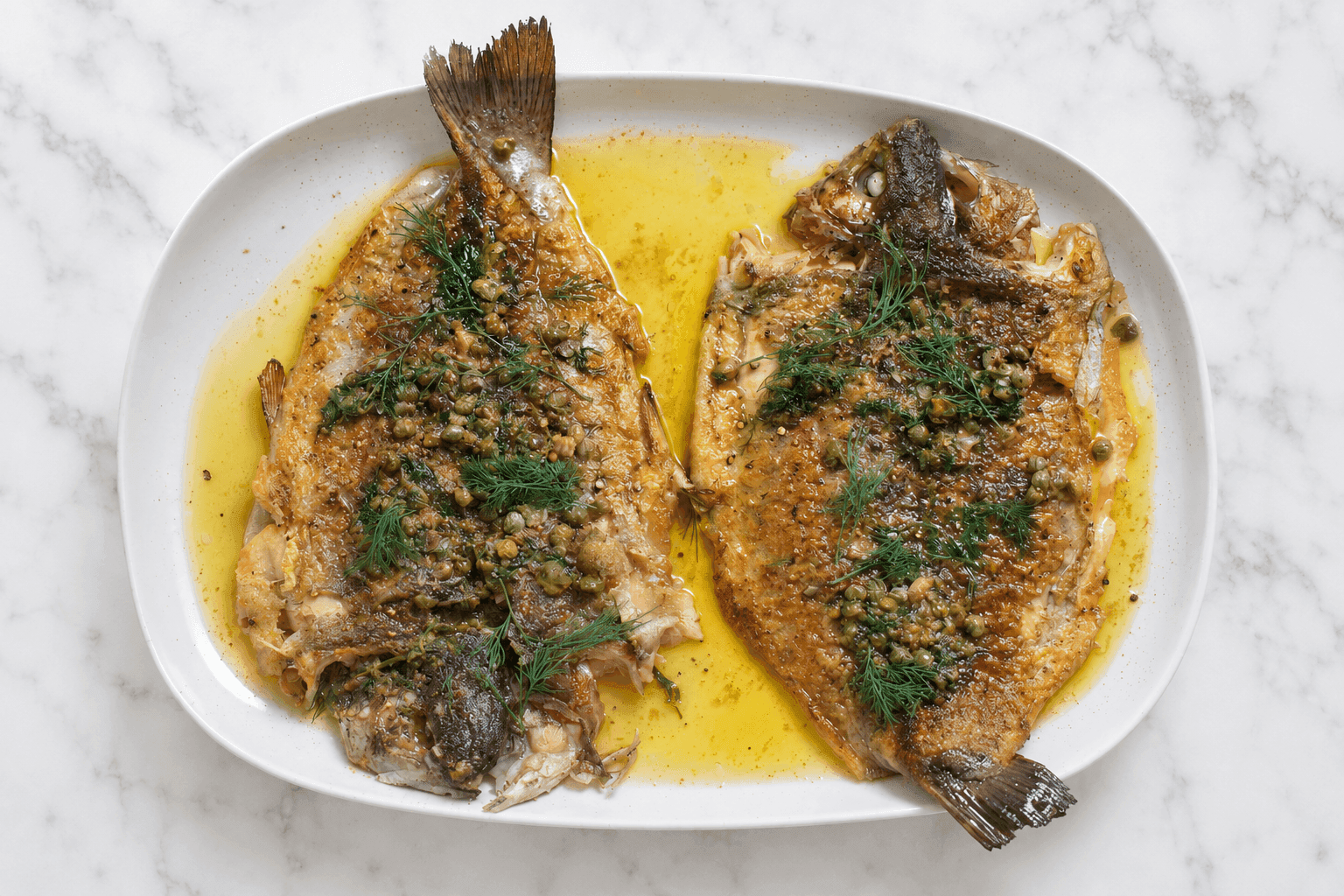 Butterflied Trout with Beurre Noisette, Capers, Dill & Lemon