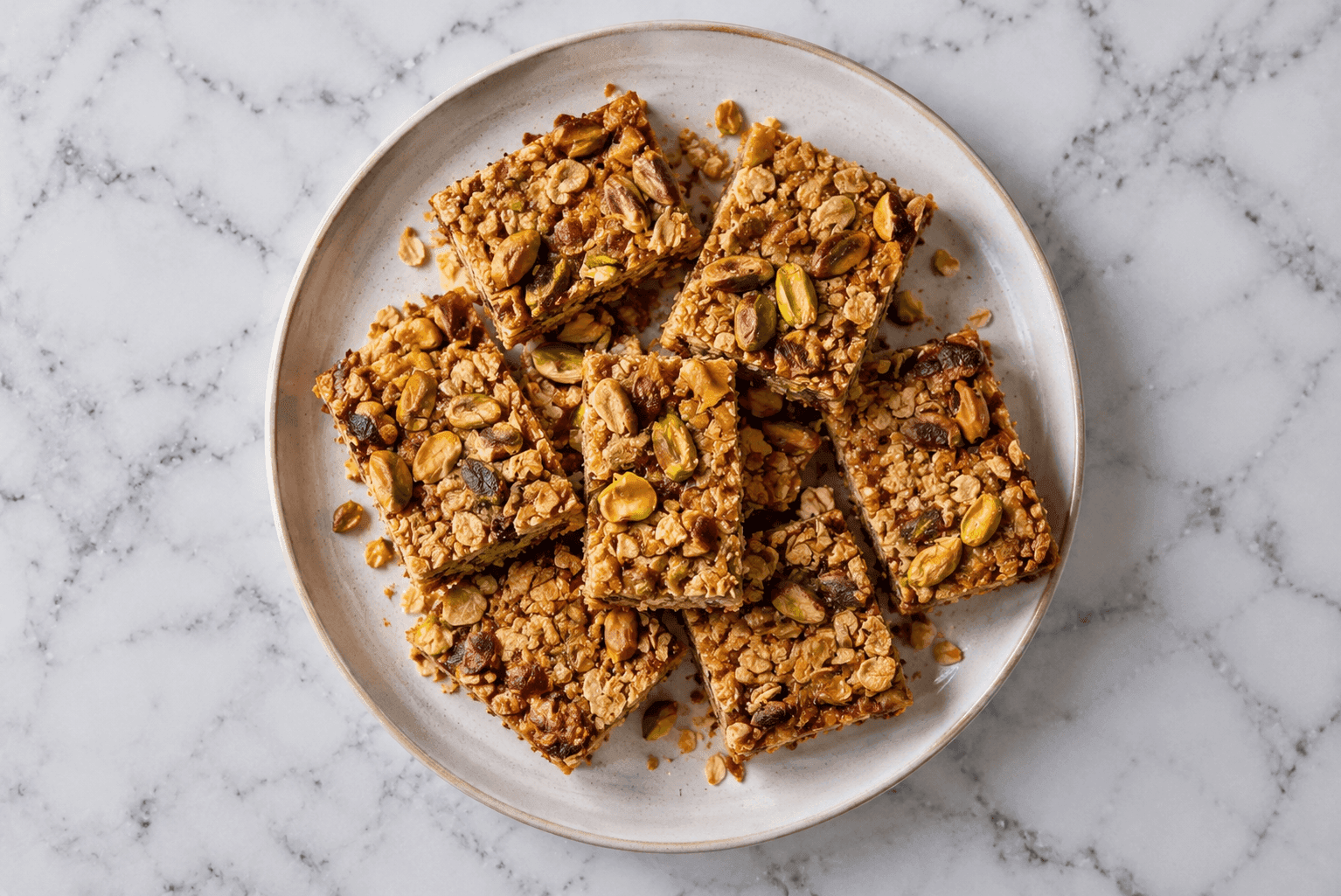 Chewy Oat Slices with Carrot and Pistachio