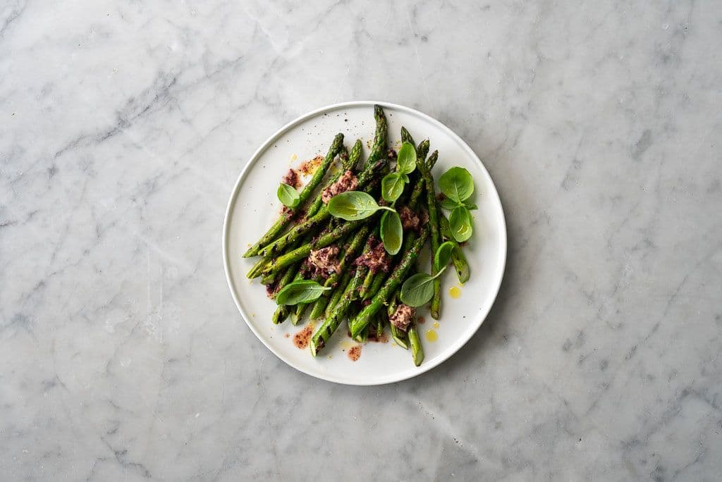 Grilled Asparagus with Kalamata Olive Butter