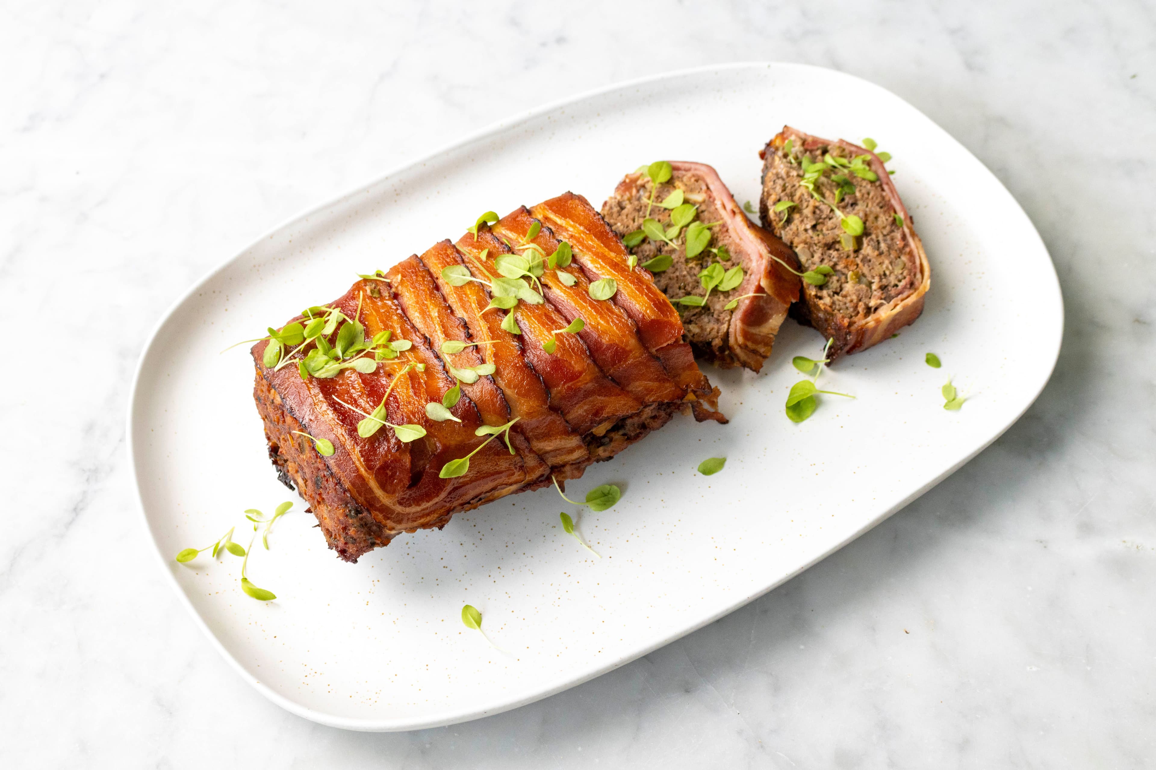 Bacon-Wrapped Meatloaf with Mushrooms & Herbs recipe preview
