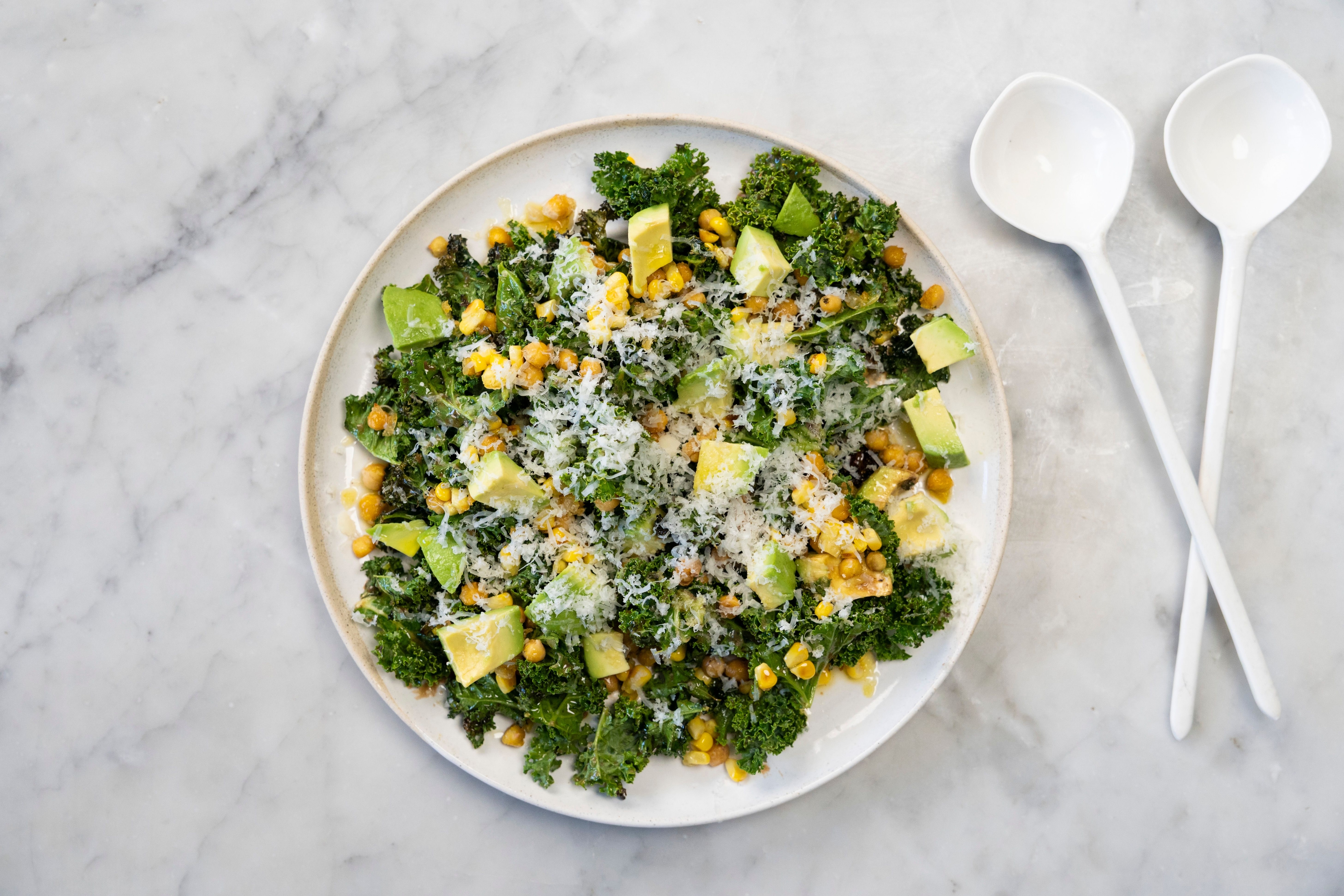 Grilled Kale & Manchego Cheese