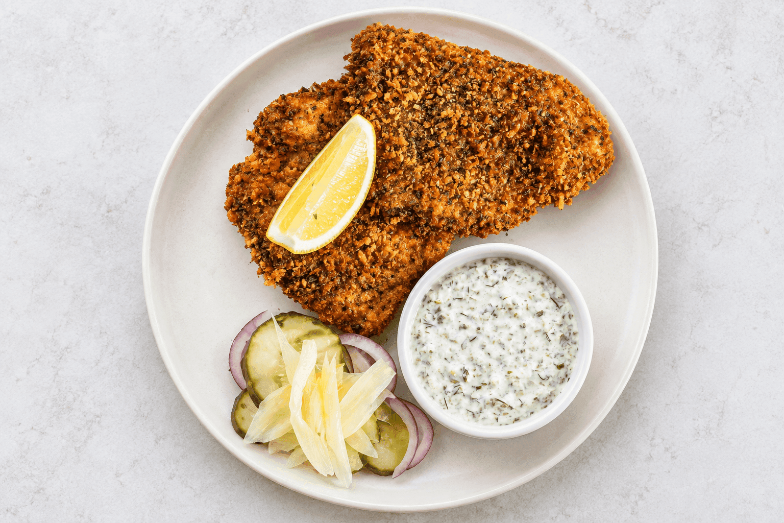 Swordfish Schnitzel with Za’atar and Seaweed Tartar Sauce recipe preview