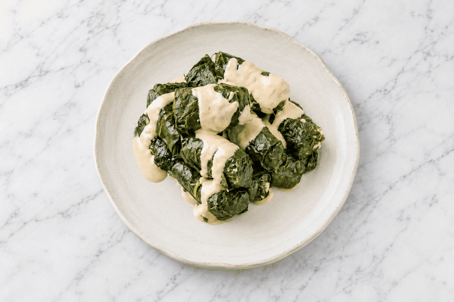 Vegan Stuffed Vine Leaves with Chard and Tahini