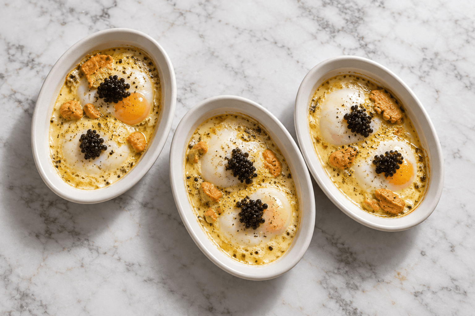 Gratinated Eggs with Sea Urchin Butter