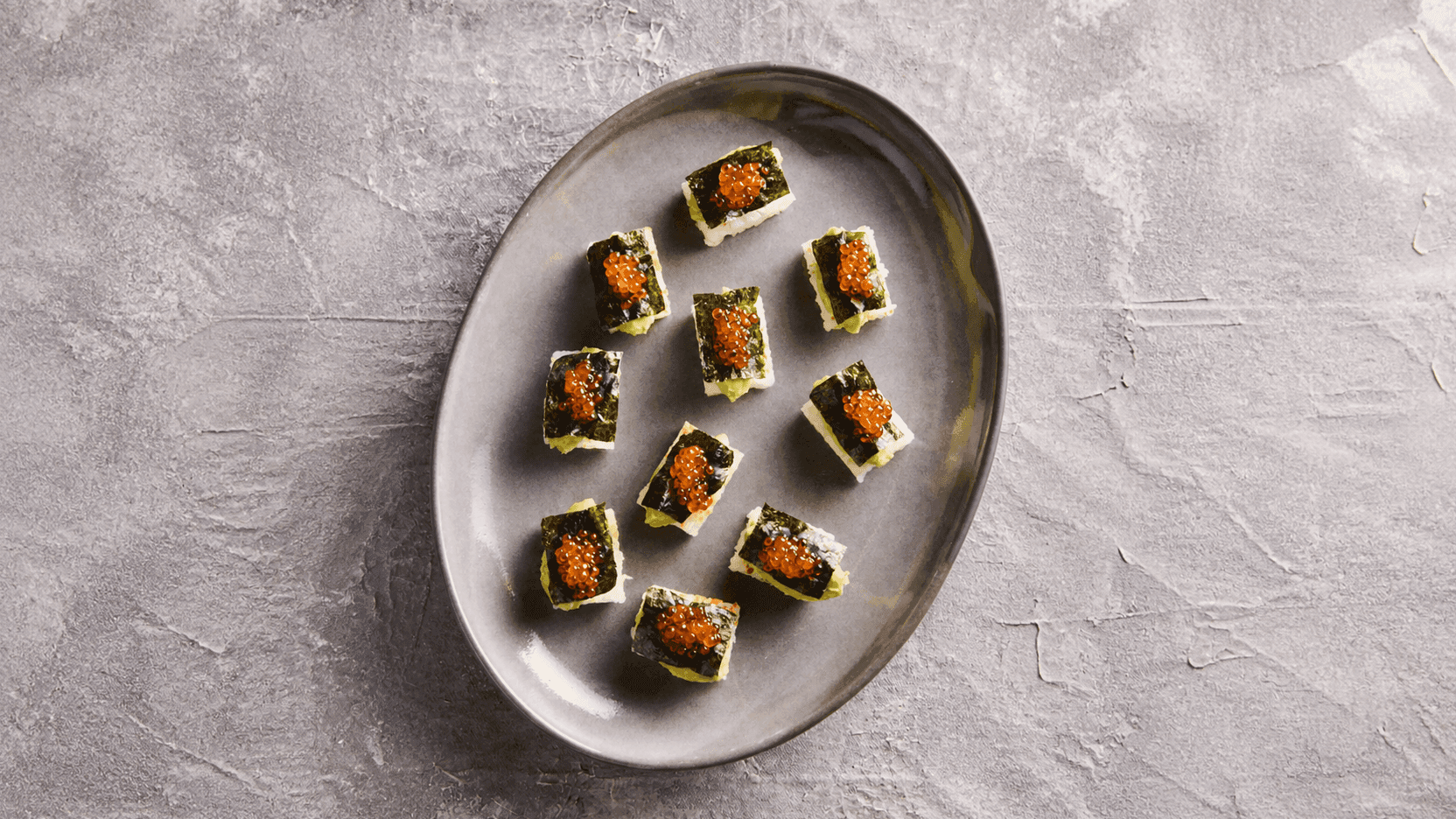 Crispy Rice with Avocado, Nori & Roe recipe preview