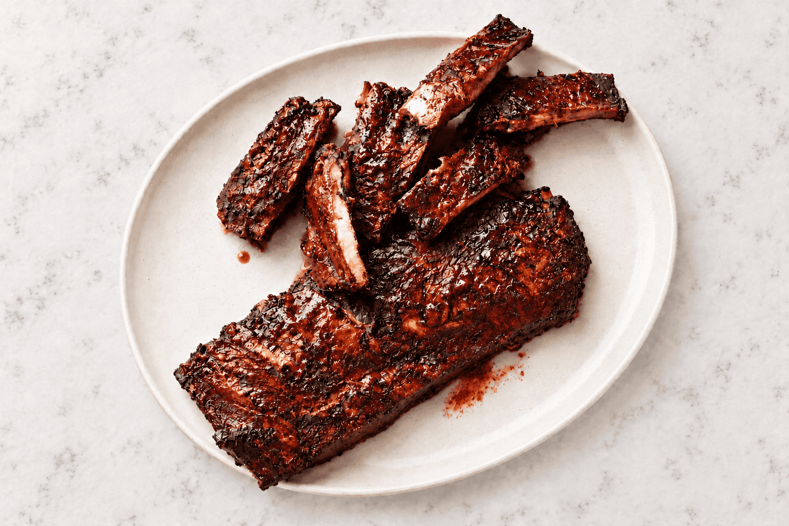 Smoky Pork Ribs with Apple and Leatherwood Barbecue Sauce