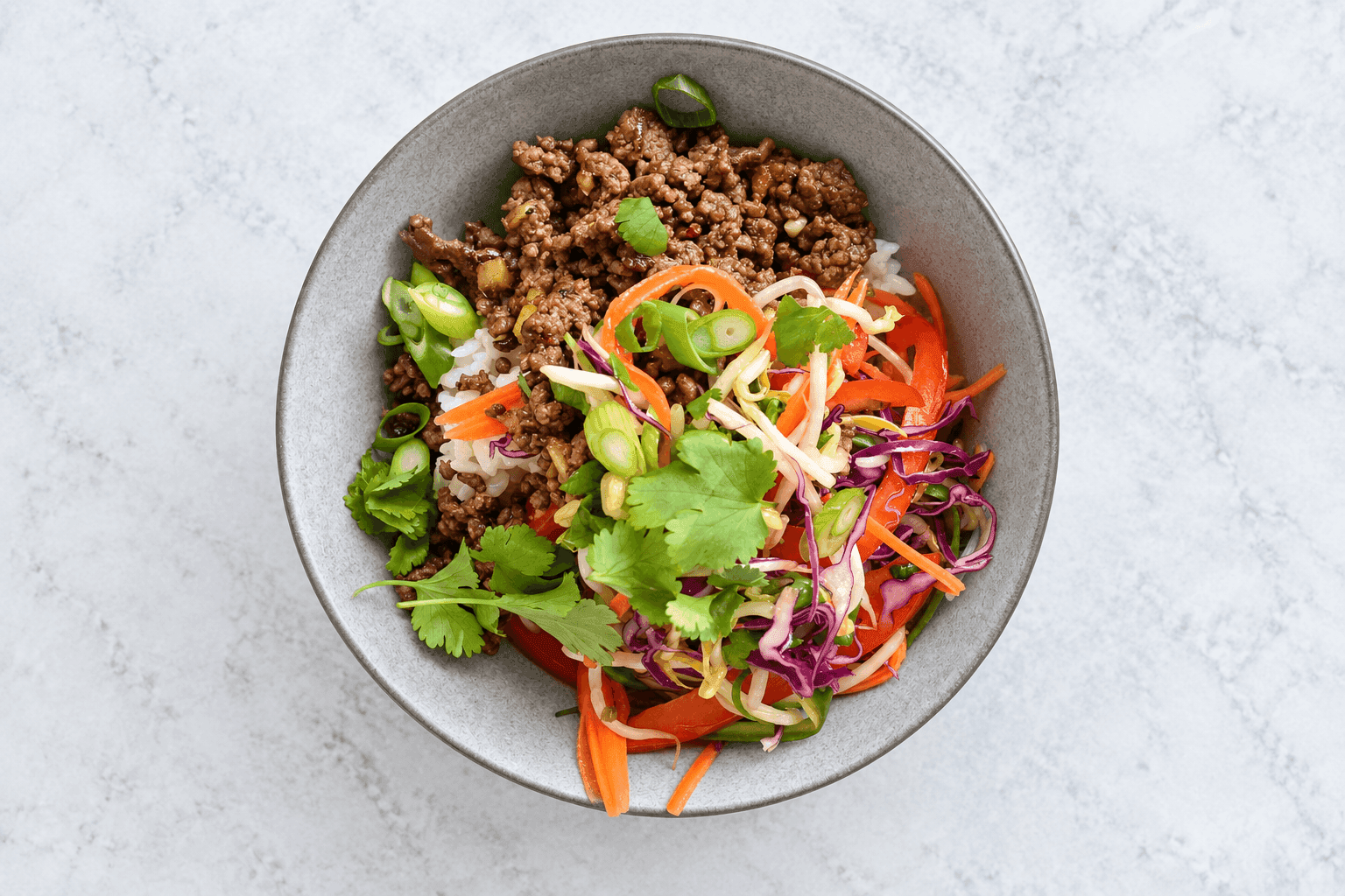 Thai Beef Bowls with Zingy Salad and Coconut Rice recipe preview