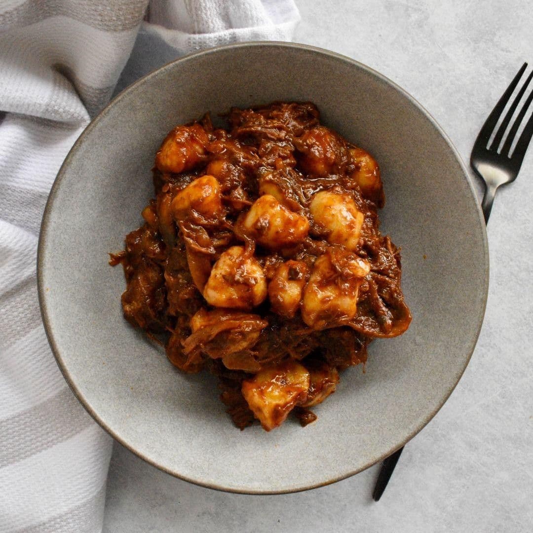 Slow Cooked Beef Goulash with Buttered Mushrooms and Gnocchi recipe preview