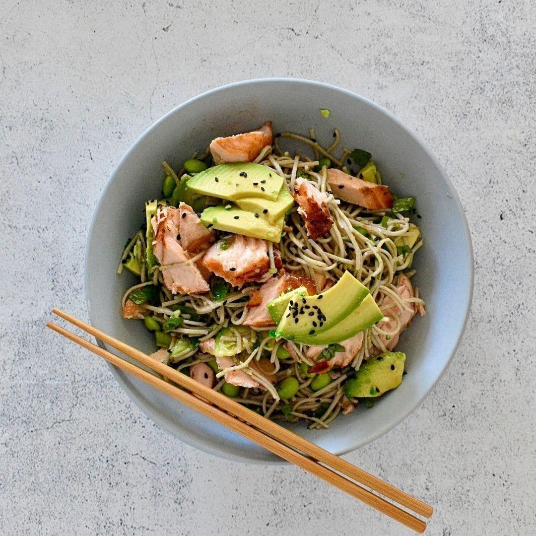 Salmon, Soba Noodle and Wasabi Pea Salad recipe preview