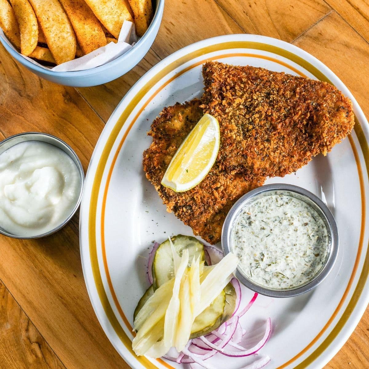 Swordfish Schnitzel with Za’atar and Seaweed Tartar Sauce recipe preview