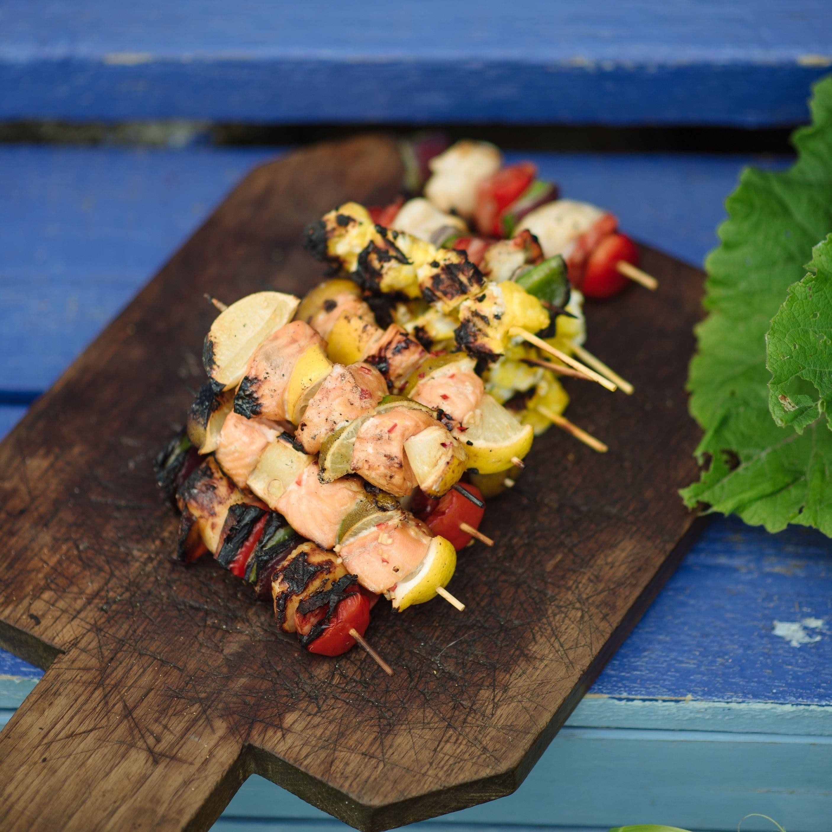 Monkfish, Salmon and Scallop Kebabs recipe preview