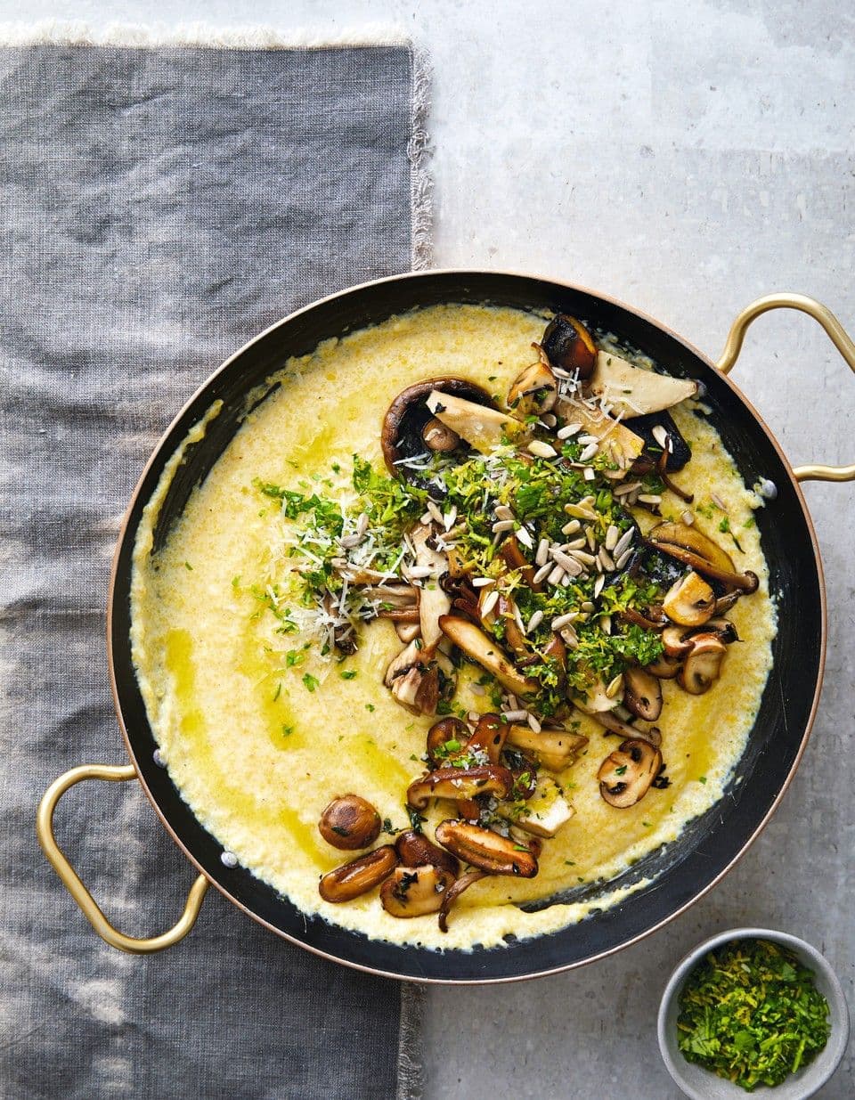Creamy Polenta with Wild Mushrooms and Gremolata recipe preview
