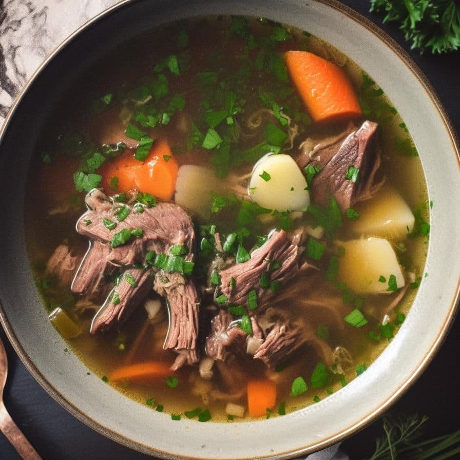 Lamb Shank Soup, Oregano and Mint Gremolata recipe preview