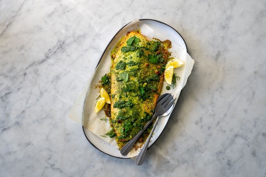 Baked Ocean Trout with Parsley Macadamia Butter recipe preview