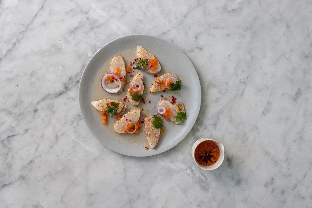 Peruvian Kingfish Ceviche with Tiger's Milk chaser recipe preview